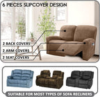 ULTICOR Reclining Love Seat Slipcover, 6-Piece Velvet Stretch Loveseat - Image 2