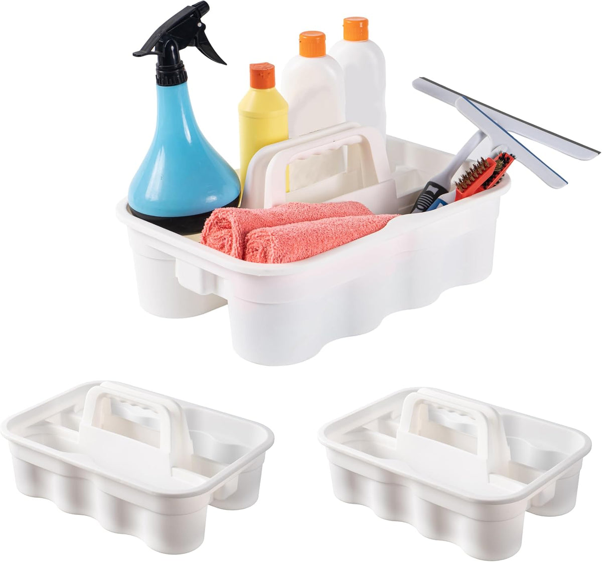 Matthew Large Plastic Tote Tool & Deluxe Supply Cleaning Caddy with Handle Portable Shower Basket Storage Caddy for Cleaning Products Organizer,Take-Out Coffee/Soft Drink,Bath Multi Use - Green