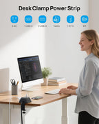 TROND Desk Clamp Power Strip with 5 AC Outlets and 3 USB Ports, Black