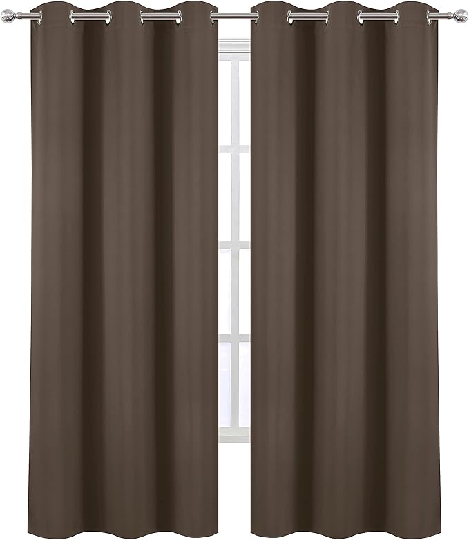LEMOMO Chocolate Brown Thermal Blackout Curtains/42 x 95 Inch/Set of 2 Panels - Image 2