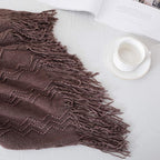 BOURINA Brown Throw Blanket 50x60 Inches Throw Textured Solid Soft Sofa Couch - Image 3