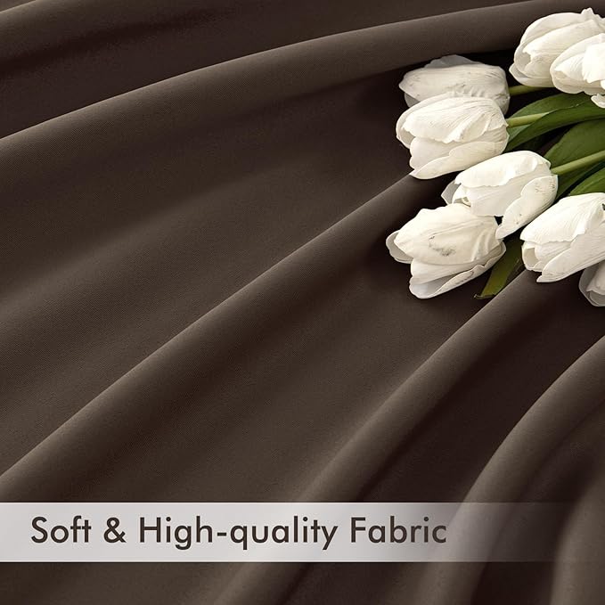 MIULEE Chocolate Brown Back Tab Blackout Curtains 90 Inches Long 2 Panels Set - Image 6