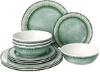 Melamine Dinnerware Set of 18 Pcs Dinner Dishes Set, Lightweight Unbreakable for Indoor and Outdoor Use, BPA Free, Dishwasher Safe, Sage Green