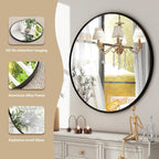 HARRITPURE Round Mirror 30 Black Wall Mounted Circle Mirrors