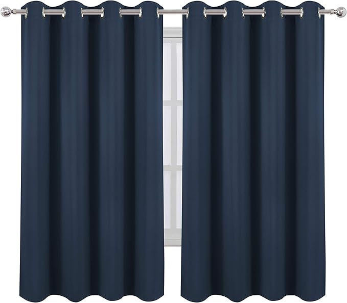 LEMOMO Blackout Curtains 52 x 63 inch/Navy Blue Curtains Set of 2 - Image 2
