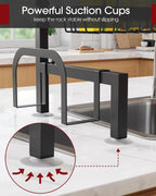 Sakugi Over The Sink Dish Drying Rack - Adjustable 2 Tier Large Capacity Stainless Steel Drainer with Cutlery & Utensil Holders, Kitchen Storage & Organization, 30"-33.9" L x 11" W x 21.5" H, Black