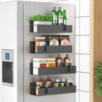 HuggieGems Metal Magnetic Spice Rack for Refrigerator Dark Gray, 4 Pack