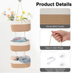 Hanging Baskets for Organizing 3-Tier Wall Basket Khaki & Off White