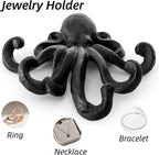 Dicunoy 2 Pack Heavy Duty Octopus Hooks, Cast Iron Wall Mounted Key Holder, Nautical Towel Hook Decorative Coat Hangers with Screw for Bags Purses Scarves Home Decor, 6" H