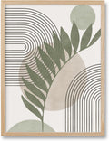 HesenDot 12x16in Boho Sage Green Botanical Natural OAK Wood Framed Wall Art