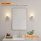 Bathroom Light Fixtures Brushed Nickel Vanity Lights with White Frosted Glass Shade, Wall Lamp for Mirror Kitchen Bedroom Porch, 2 Pack T001BR-L1-P2