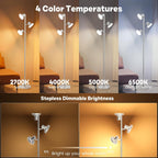 SIBRILLE 36W LED Tree Floor Lamp, Modern Dimmable Standing Lamp with Remote & Touch Control, 4 Color Temperatures, 3 Rotatable LED Light Floor Lamps for Living Room, Bedroom, Office