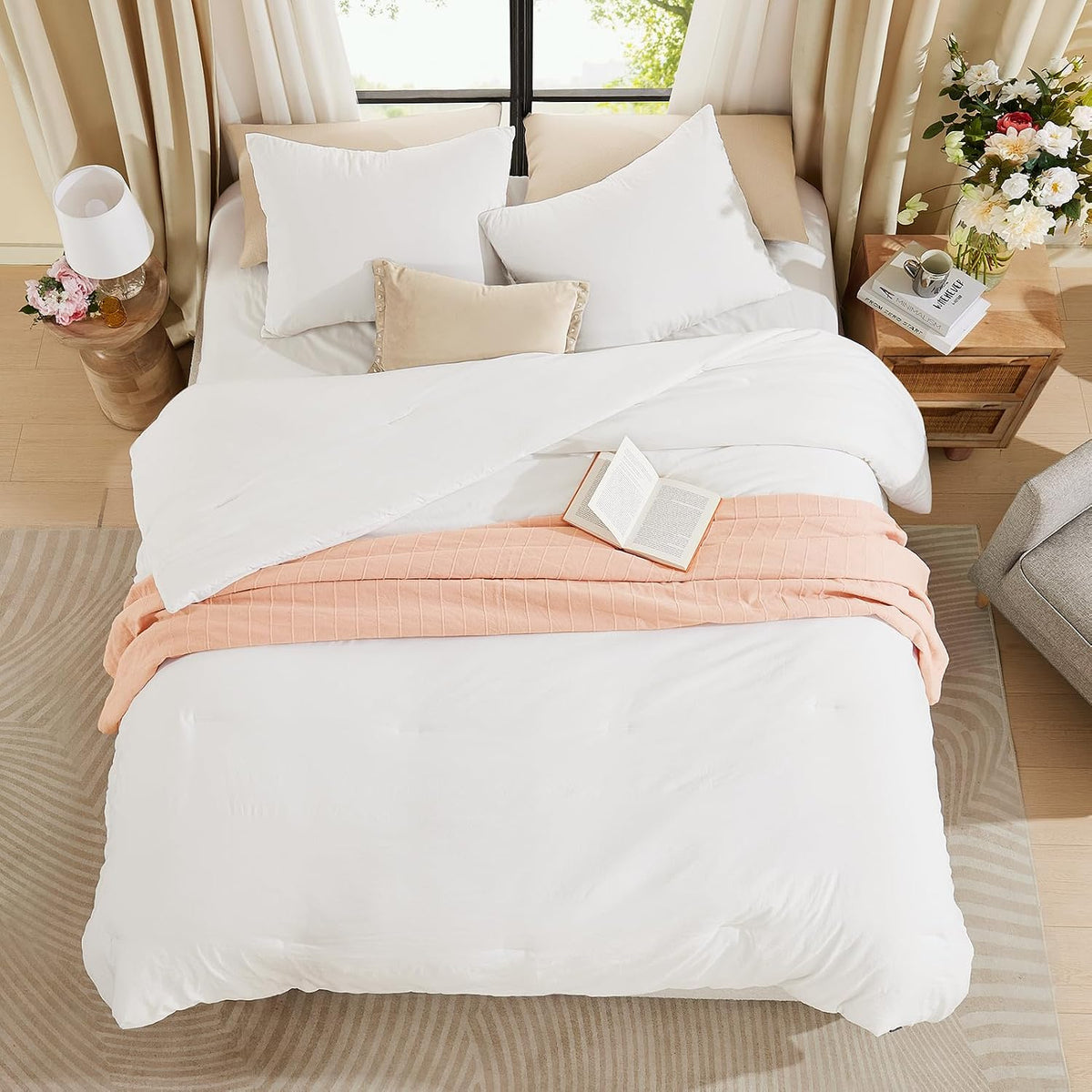 WRENSONGE Queen Comforter Set-3 Pieces Soft Comforters Queen Size Bedding