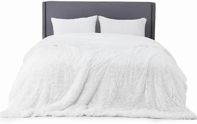 Bedsure GentleSoft Fluffy White King Size Blanket - Image 8