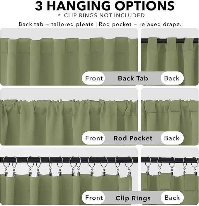 Deconovo Blackout Curtains, Thermal Insulated, W70 x L84 2 Panels, Back Tab - Image 2