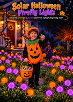 OZS 6 Pack Orange Purple Halloween Decorations Outdoor Solar Firefly Lights