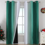 Estelar Textiler Green and Greyish White Blackout Curtains by ESTELARTEXTILER