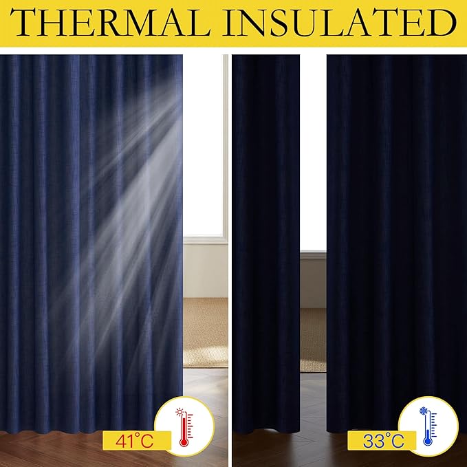 NICETOWN 100% Absolutely Blackout Linen Curtains - Image 3