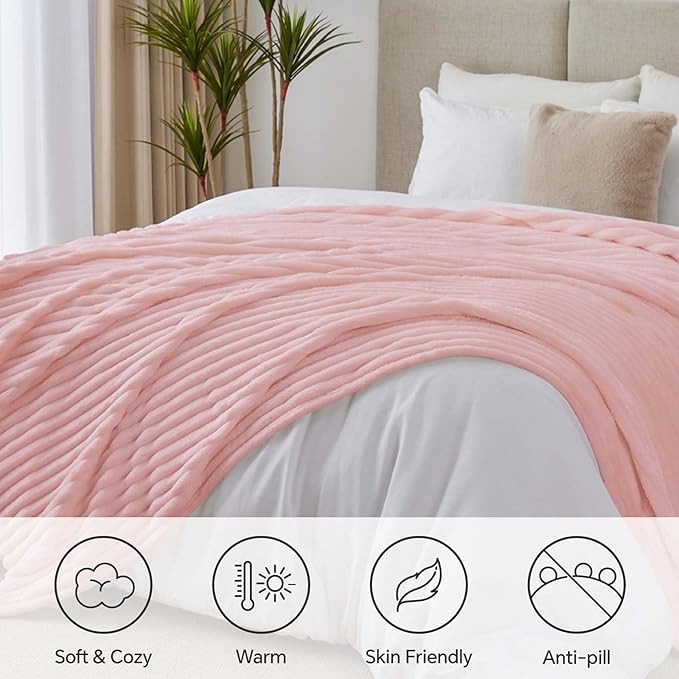 BEDELITE Full Size Blanket for Bed, 300GSM Soft & Warm Fleece Pink Blanket - Image 7