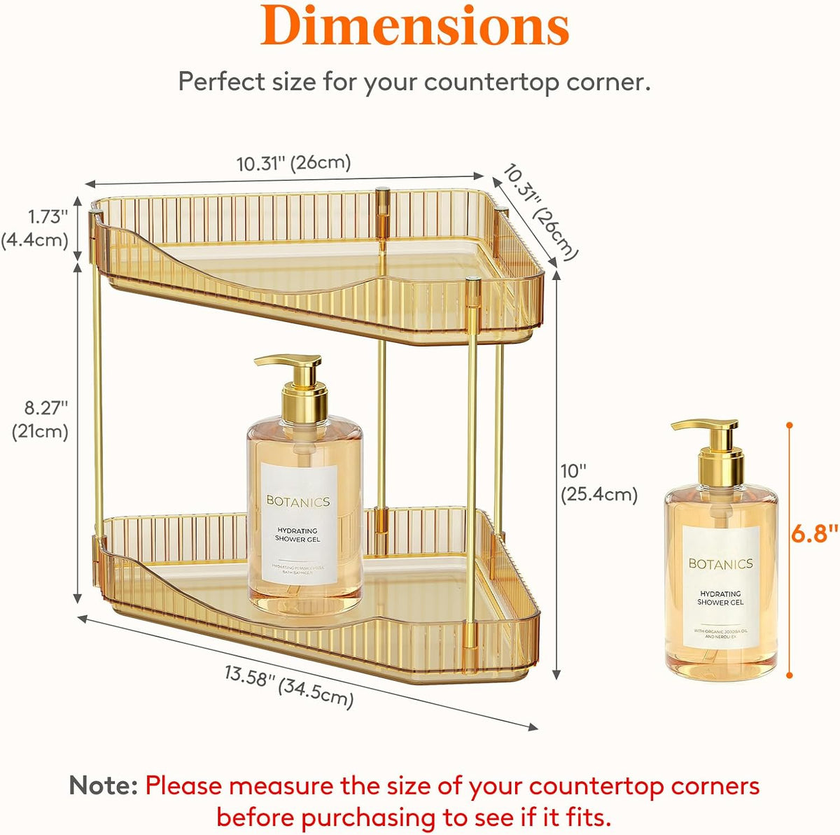 Lifewit 2 Tier Corner Bathroom Counter Organizers and Storage, Golden