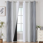 Estelar Textiler Full Room Darkening Greyish White and Grey Blackout Curtains by ESTELARTEXTILER