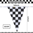 Aurelema Light Up Checkered Flag Banner, 32.8 ft, 8 Light Modes