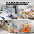 ClearSpace Stackable Storage Bins, Front Pantry Organizer, Medium, 4 Pack