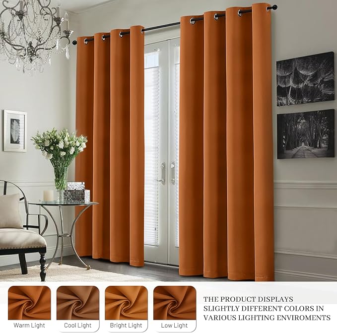 Yakamok 100% Blackout Curtain Panels 84 inches Cold and Light Blocking Drapes - Image 7