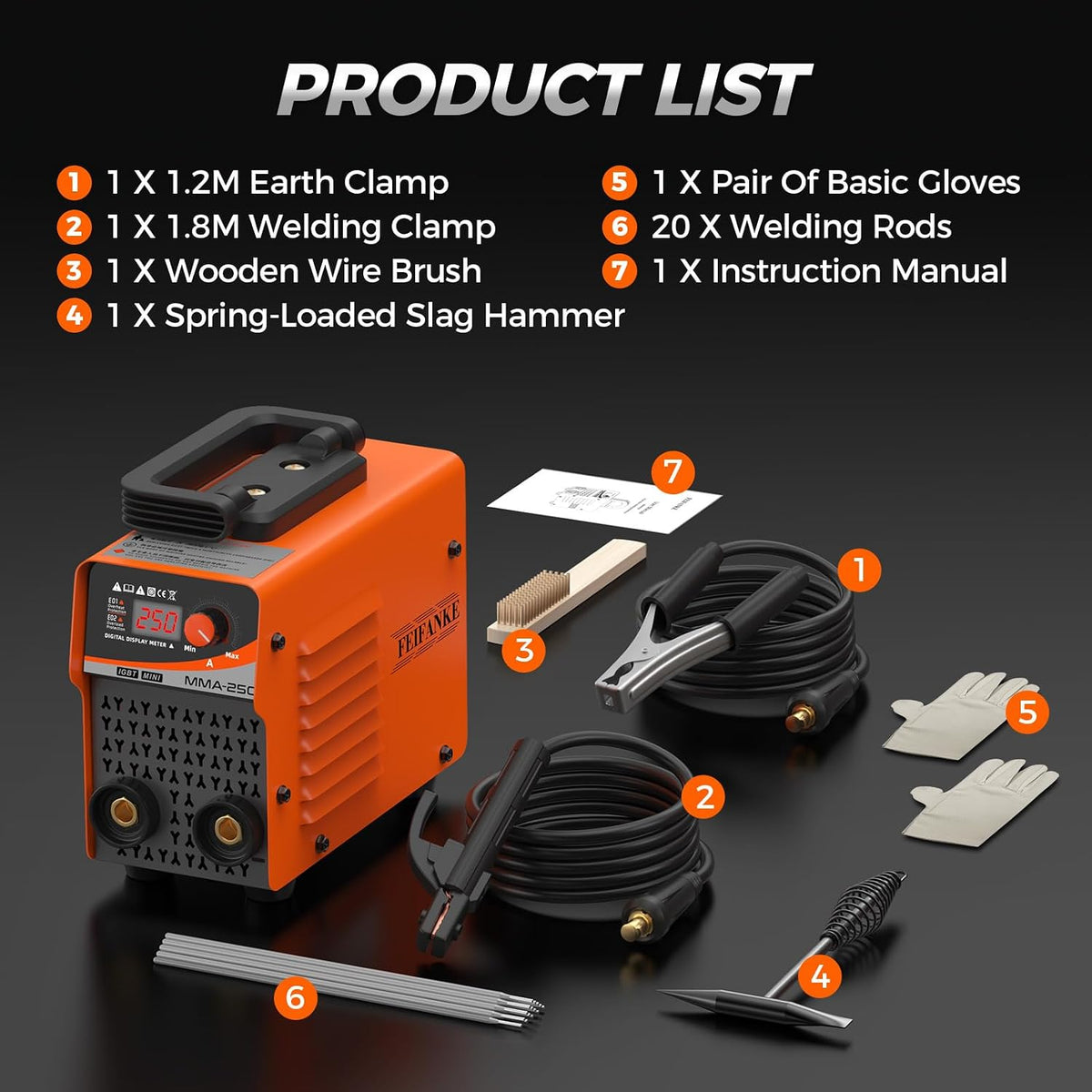 250A Stick Welder Machine, 20Pcs Welding Rod Mini Welding Machine