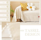 HANDONTIME Beige Couch Covers for 3 Cushion Couch - Image 2