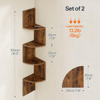 HOOBRO Corner Shelf Wall-Mounted, Set of 2 Floating Corner Shelves for Wall, 4-Tier Corner Bookshelves Floating Shelf for Wall Corner Shelves for Living Room Bedroom Bathroom Home Office Rustic Brown