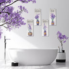 Gerrii 4 Pcs Lavender Bathroom Decor Purple Wall Art 10 x 4 in,Lavender
