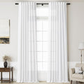 Nanspring White Linen Extra Long Curtains 121 Inches Long 2 Panels Set Back Tab by Nanspring
