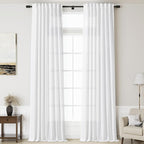 Nanspring White Linen Extra Long Curtains by Nanspring