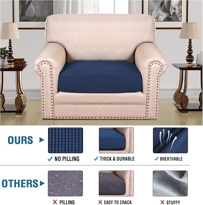 H.VERSAILTEX Super Stretch Individual Seat Cushion Covers Sofa Covers Couch - Image 2