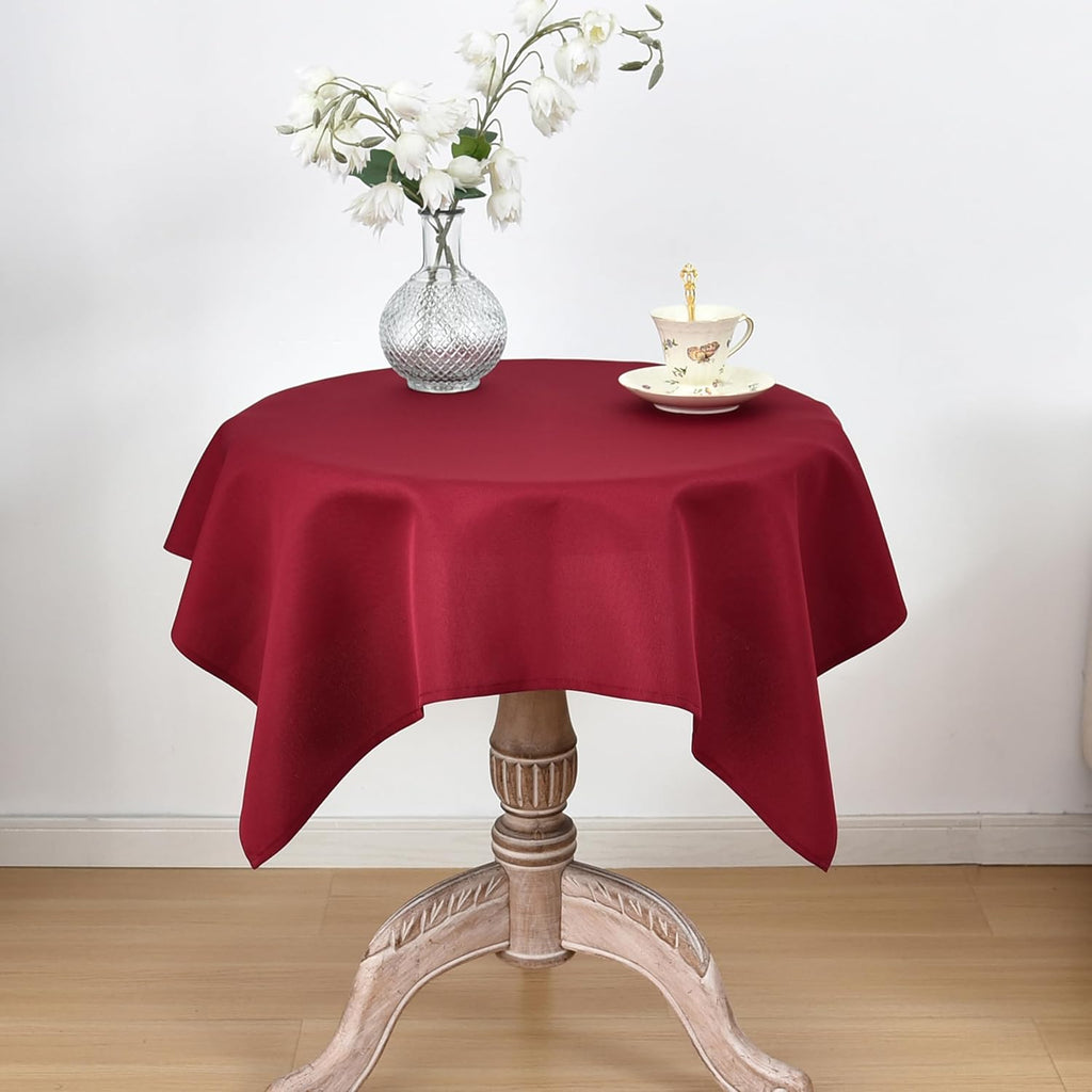 Burgundy Oval Tablecloth, 60 x 102 Inch, Stain and Wrinkle Resistant Machine Washable Polyester Table Cloth, Fabric Table Cover for Dining Buffet Party and Outdoor Use