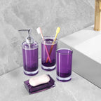 Bathroom Accessories Set,Soap Dispenser,Soap Dish,Toothbrush Holder, Tumbler,Toilet Brush and Holder, Acrylic Bathroom Accessories Set Complete, Modern Bathroom Décor, Gift for Home (Dark Purple)