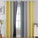 Estelar Textiler Yellow and Grey Blackout Curtains 102 Inch Length 2 Panels Set by ESTELARTEXTILER