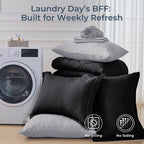 HEVUMYI 7-Piece Full Comforter Set, Black & Light Grey Bed in a Bag