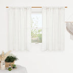 LAMIT Ivory White Linen Curtains 48 Inch Length, Faux Linen Textured Light by LAMIT