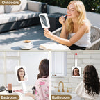 Mocado Travel Makeup Mirror with Light, 1x/10x Magnifying Mirror With Light, 3 Colors Lighted Magnifying Mirror, 2000mAh Rechargeable Lighted Makeup Mirror, Dimmable Touch, Memory Function (Rose Gold)