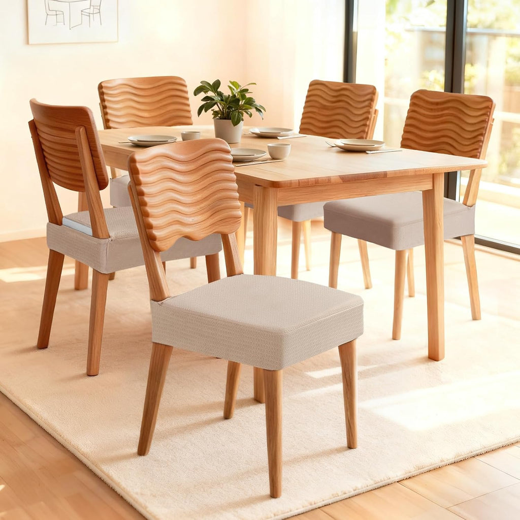 Songrey Waterproof Chair Covers for Dining Chairs, Set of 4, Taupe