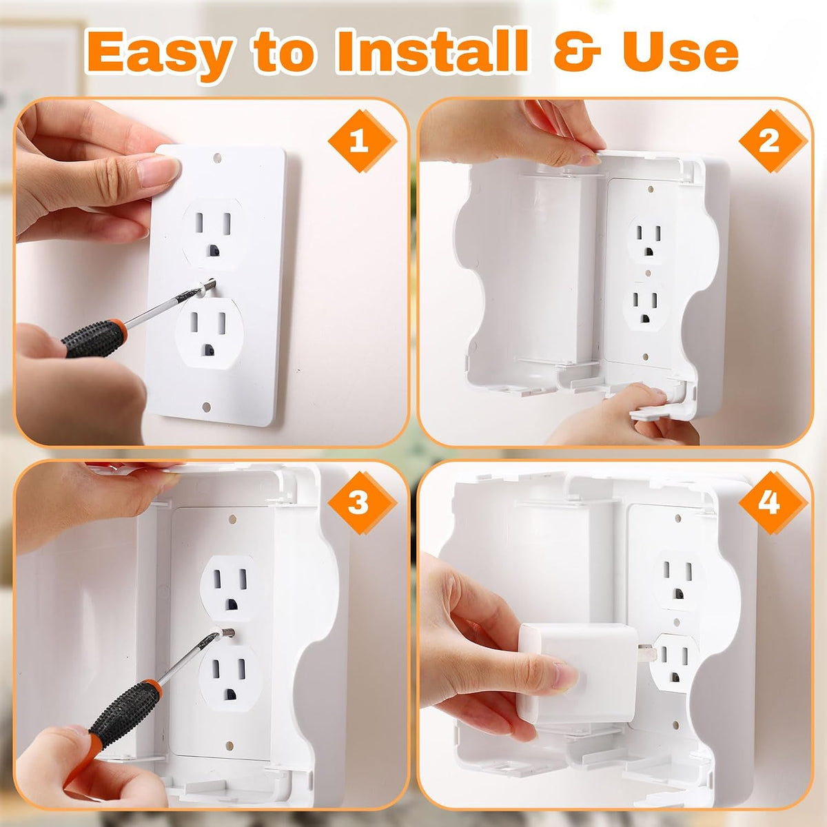 Tellegloww Safety Outlet Cover Box, 8 Pack
