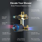 Wall Mount Shower System with Handheld Shower, Matte Black