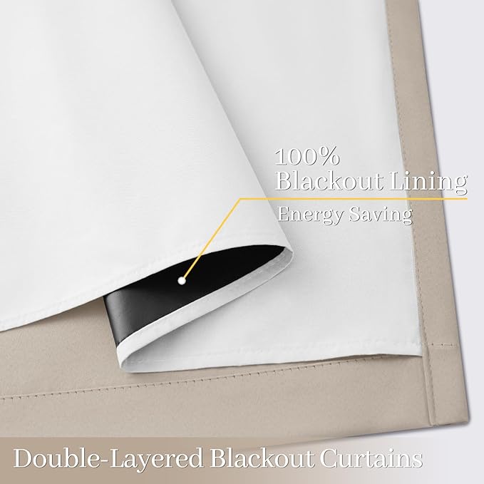Yakamok 100% Blackout Curtain Panels 84 inches Cold and Light Blocking Drapes - Image 4