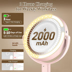 MOMOKUBA Makeup Mirror with Lights, 30X Magnifying Mirrors, Height Adjustable, Vanity Mirror with Lights Rechargeable 3 Color Modes, Double-Sided Detachable Travel Mirrors, Gift for Women, Pink/30X