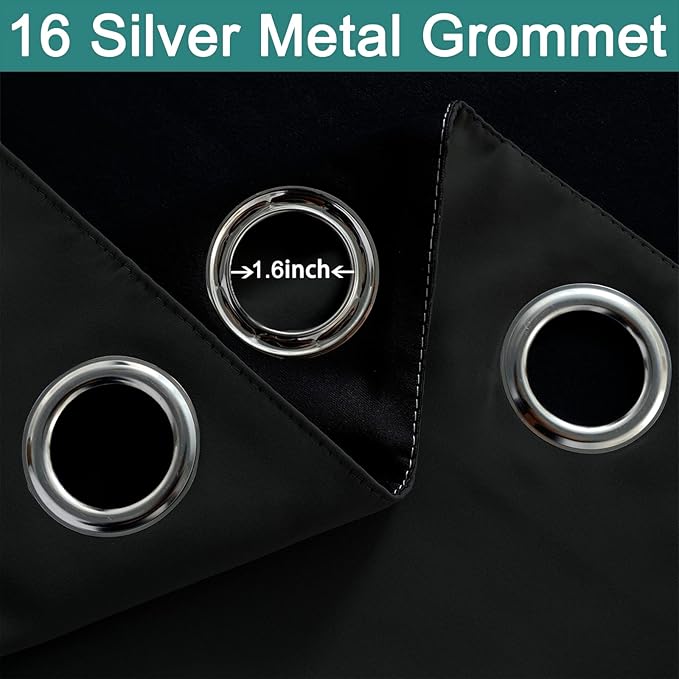Yakamok 100% Blackout Sliding Door Curtains, Thermal Insulated Grommet Full - Image 3