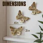 GUSFREUD 3D Butterfly Wall Decor Set – Resin Wall Decor for Living Room, Bedroom, Bathroom, Dining Room, Outdoor and Gallery Walls - Antique Copper - Set of 3
