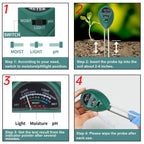 2 Packs Soil Moisture Meter, 3 in 1 Soil Tester Tool, Plant Water Monitor