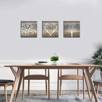 Biuteawal 3 Pieces Abstract Tree Wall Art Rustic Forest Landscape Picture Prints Teal and Brown Painting Vintage Artwork Home Farmhouse Bathroom Bedroom Decor Stretched and Framed Ready to Hang